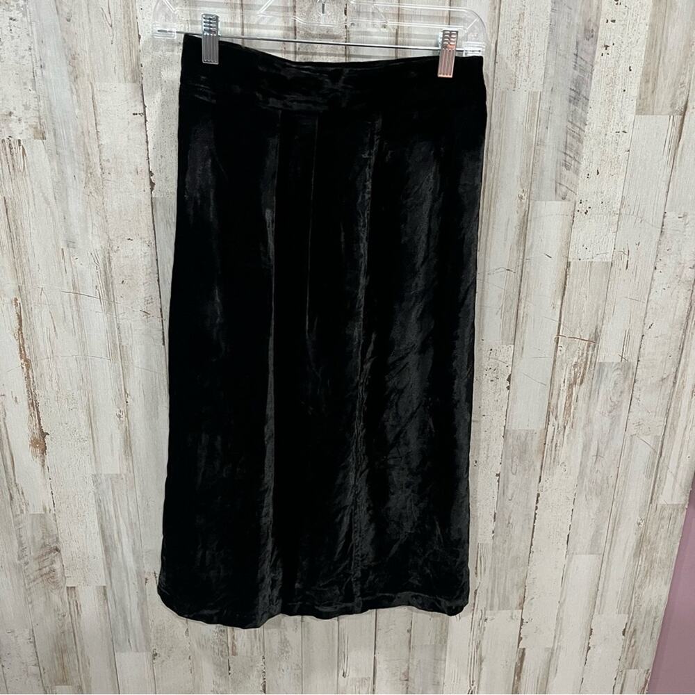 Vintage J Christopher Black Velvet Velour Midi Skirt Womens XS Rayon Modest